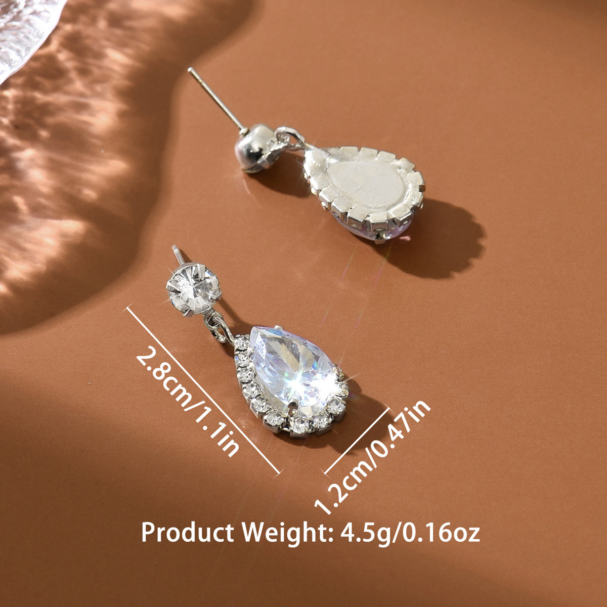 Silver Color Droplet Artificial Zircon Earrings | picture 