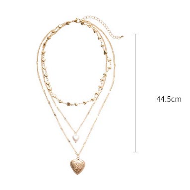 Golden Color Heart Alloy Detail Necklace | picture 