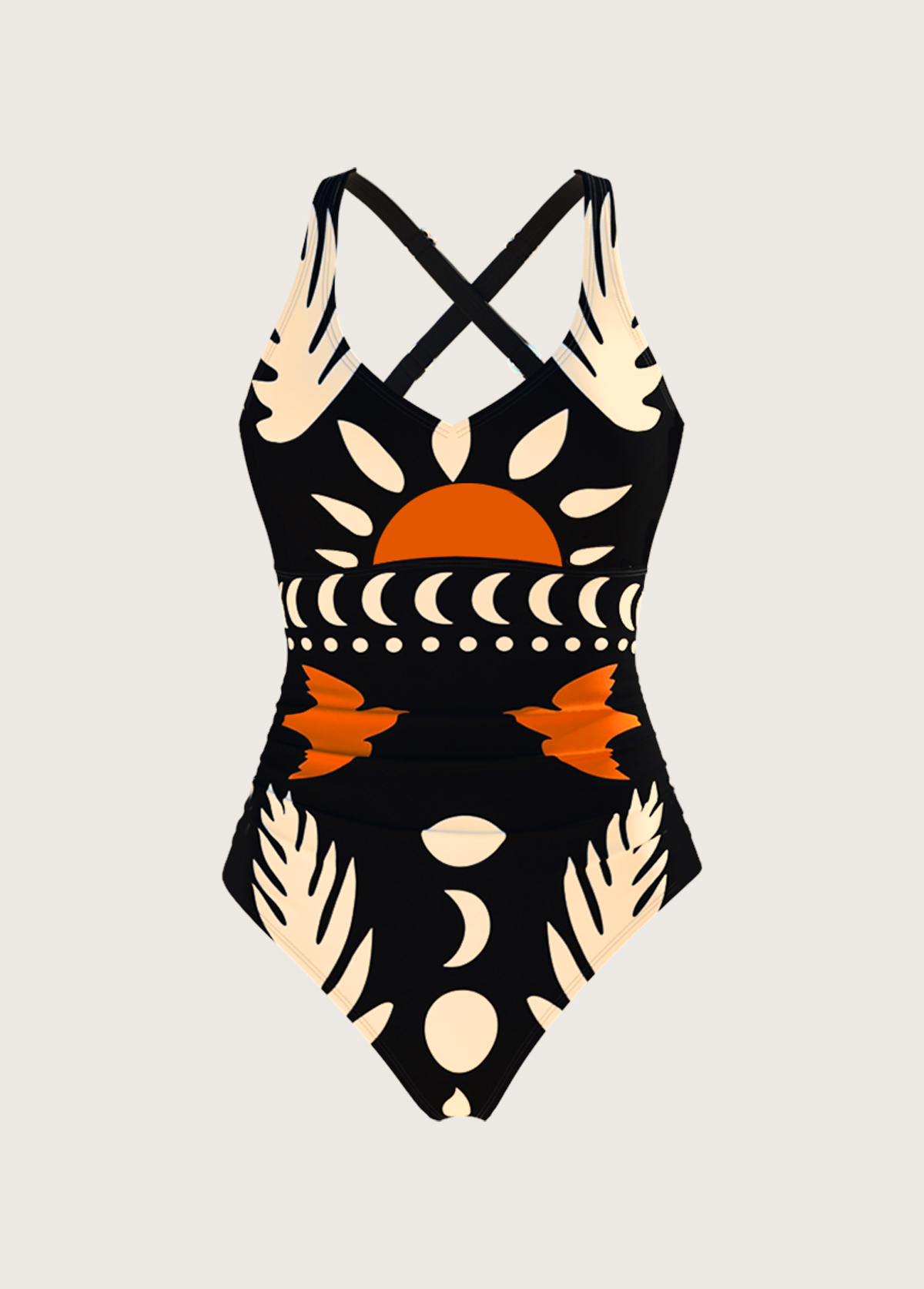 Tummy Control Tribal Print Black One Piece Swimwear | picture 