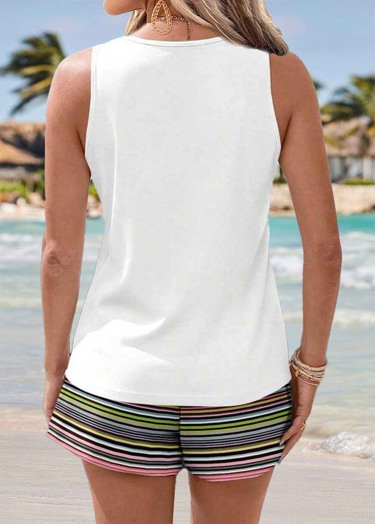 Multi Color Tummy Coverage Sleeveless Round Neck Tank Top | picture 