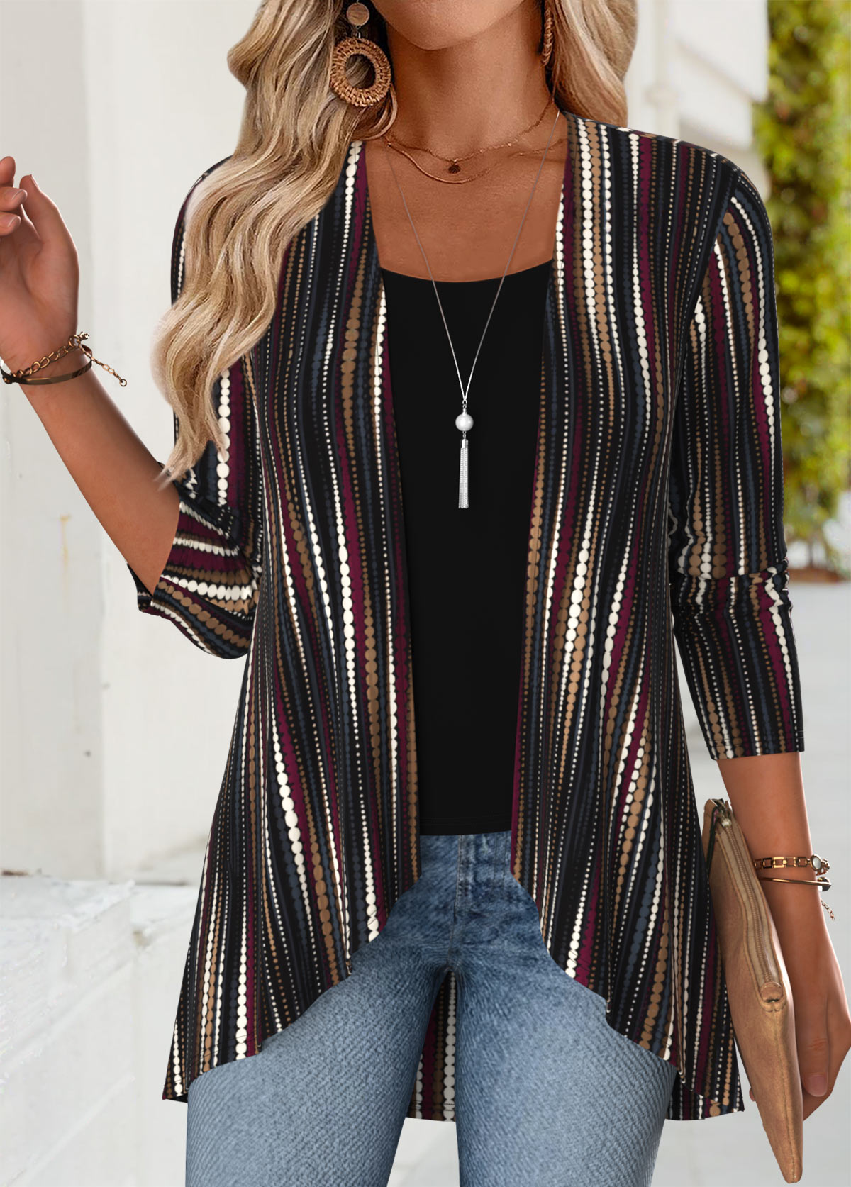 Multi Color Tummy Coverage Fake Two Piece Twinset | picture 