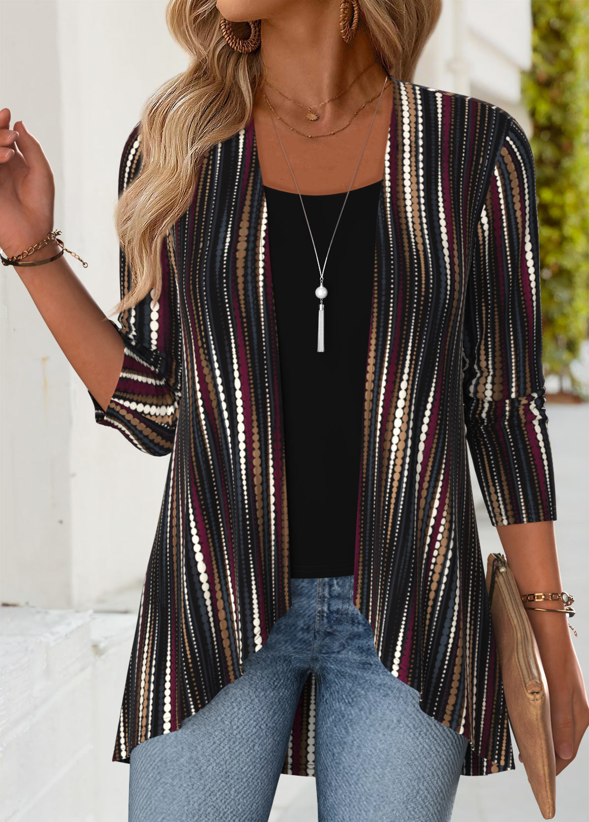 Multi Color Tummy Coverage Fake Two Piece Twinset | picture 