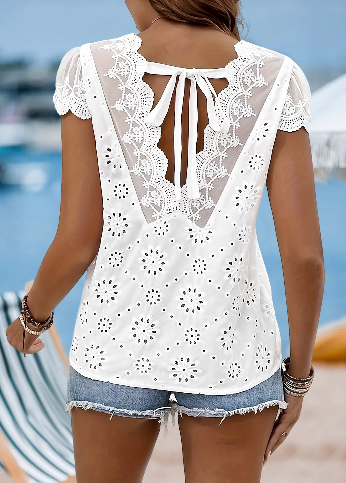 White Tummy Coverage Short Sleeve V Neck Tank Top | picture 