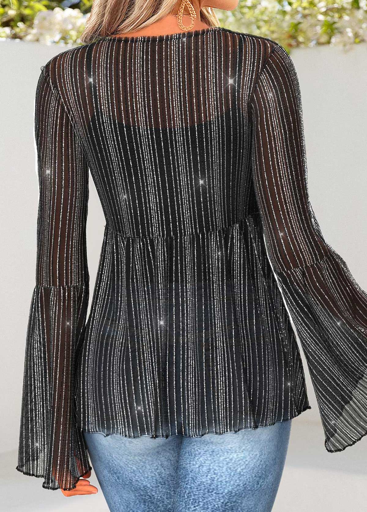 Black Tummy Coverage Long Sleeve Lightweight Cardigan | picture 