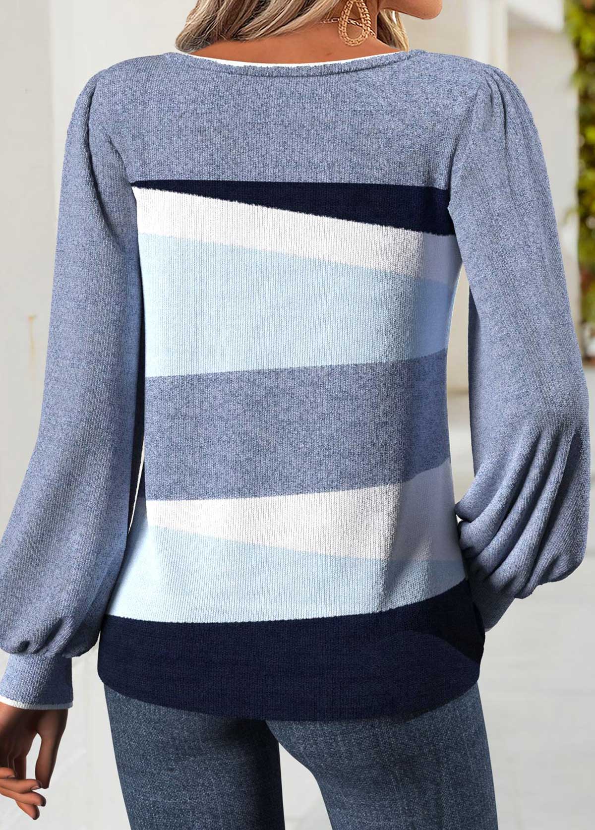 Blue Tummy Coverage Geometric Print Long Sleeve T Shirt | picture 