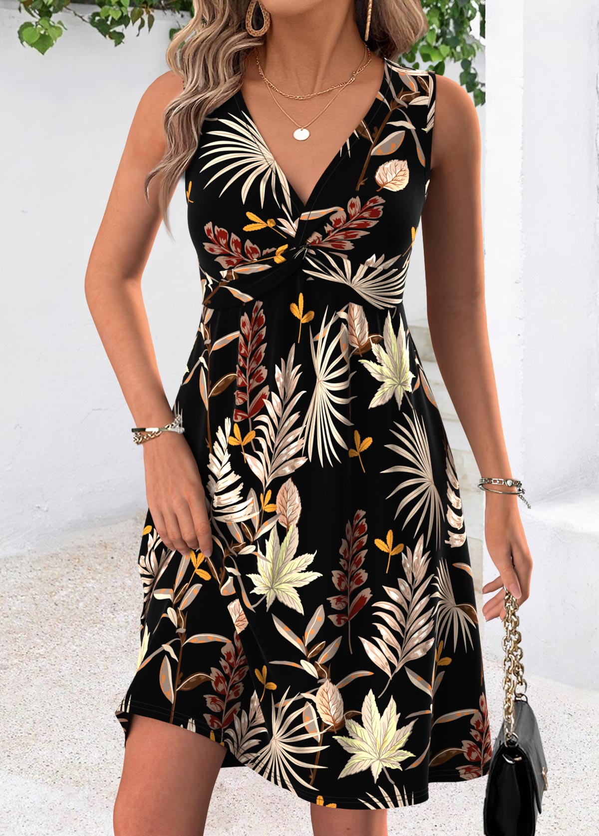 Multi Color Tummy Coverage Floral Print Short Sleeveless Dress | picture 