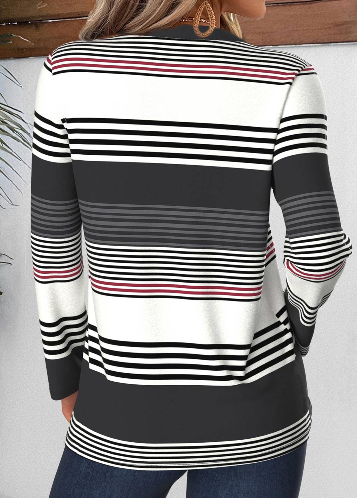 Multi Color Tummy Coverage Striped Long Sleeve T Shirt | picture 