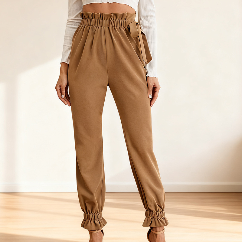 Dark Camel Soft Jogger Elastic Waist High Waisted Pants | picture 