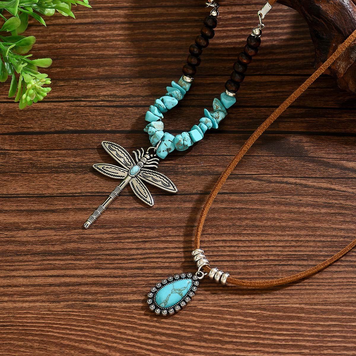 Mint Green Dragonfly Turquoise Necklace Set | picture 