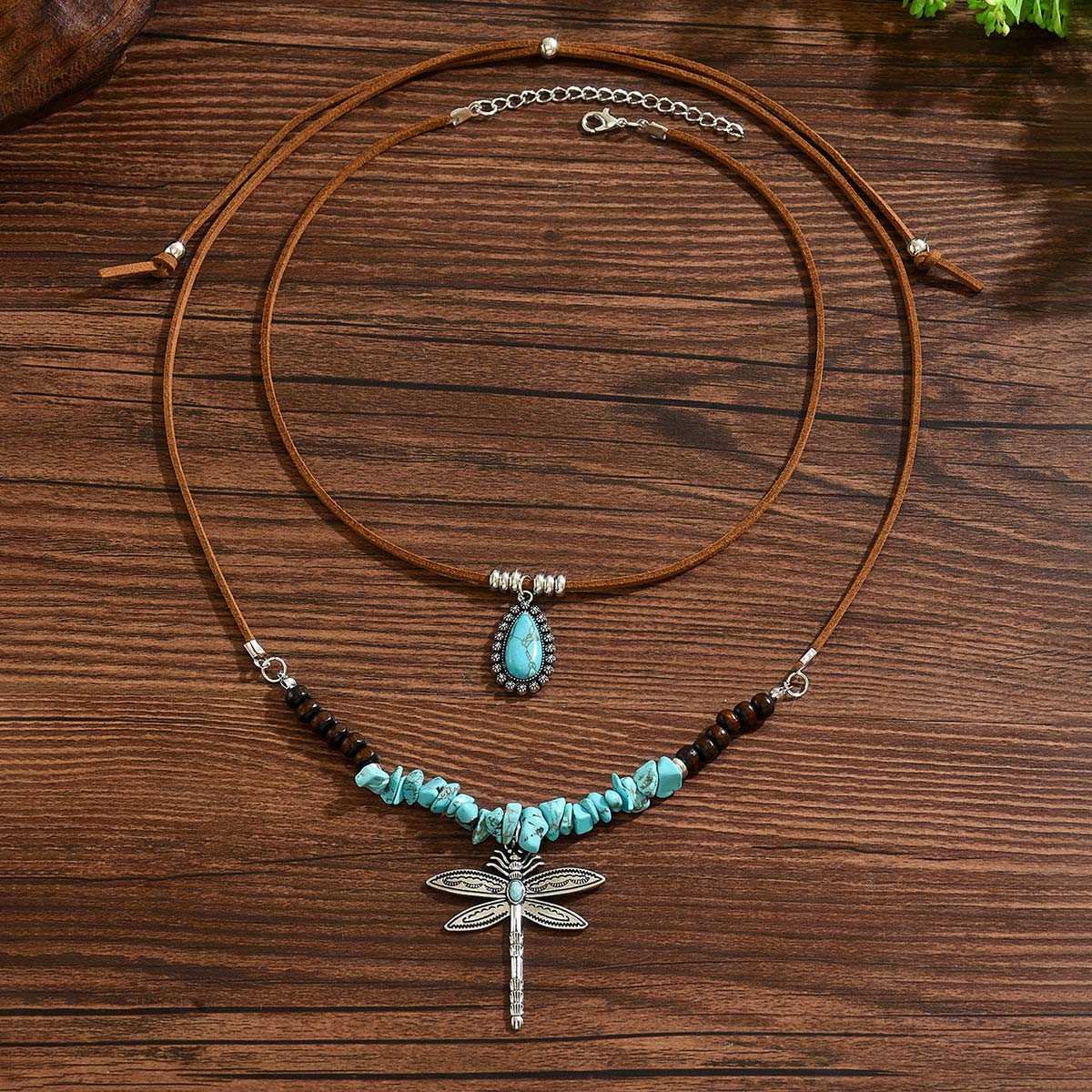 Mint Green Dragonfly Turquoise Necklace Set | picture 