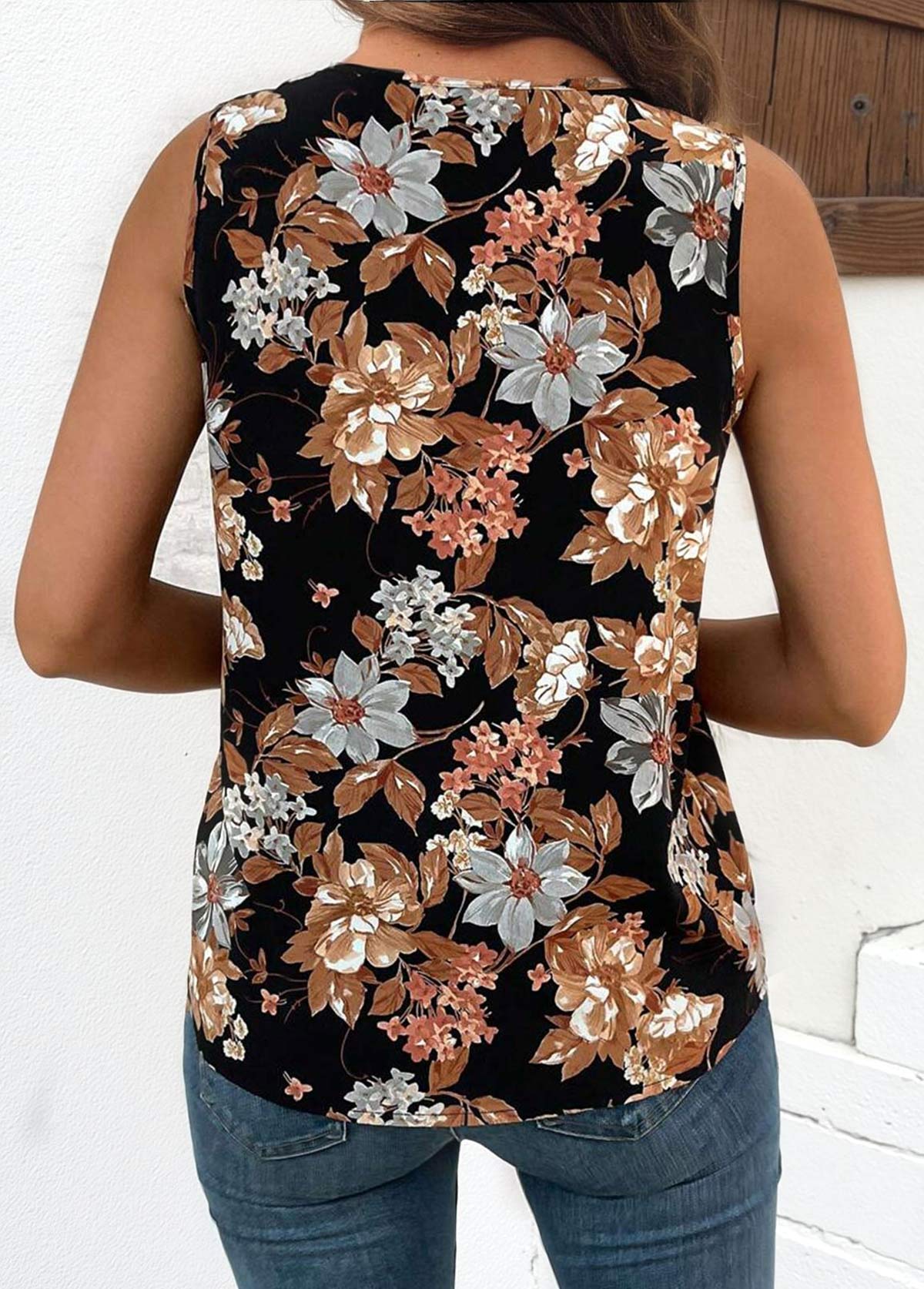 Multi Color Tummy Coverage Floral Print Sleeveless Tank Top | picture 