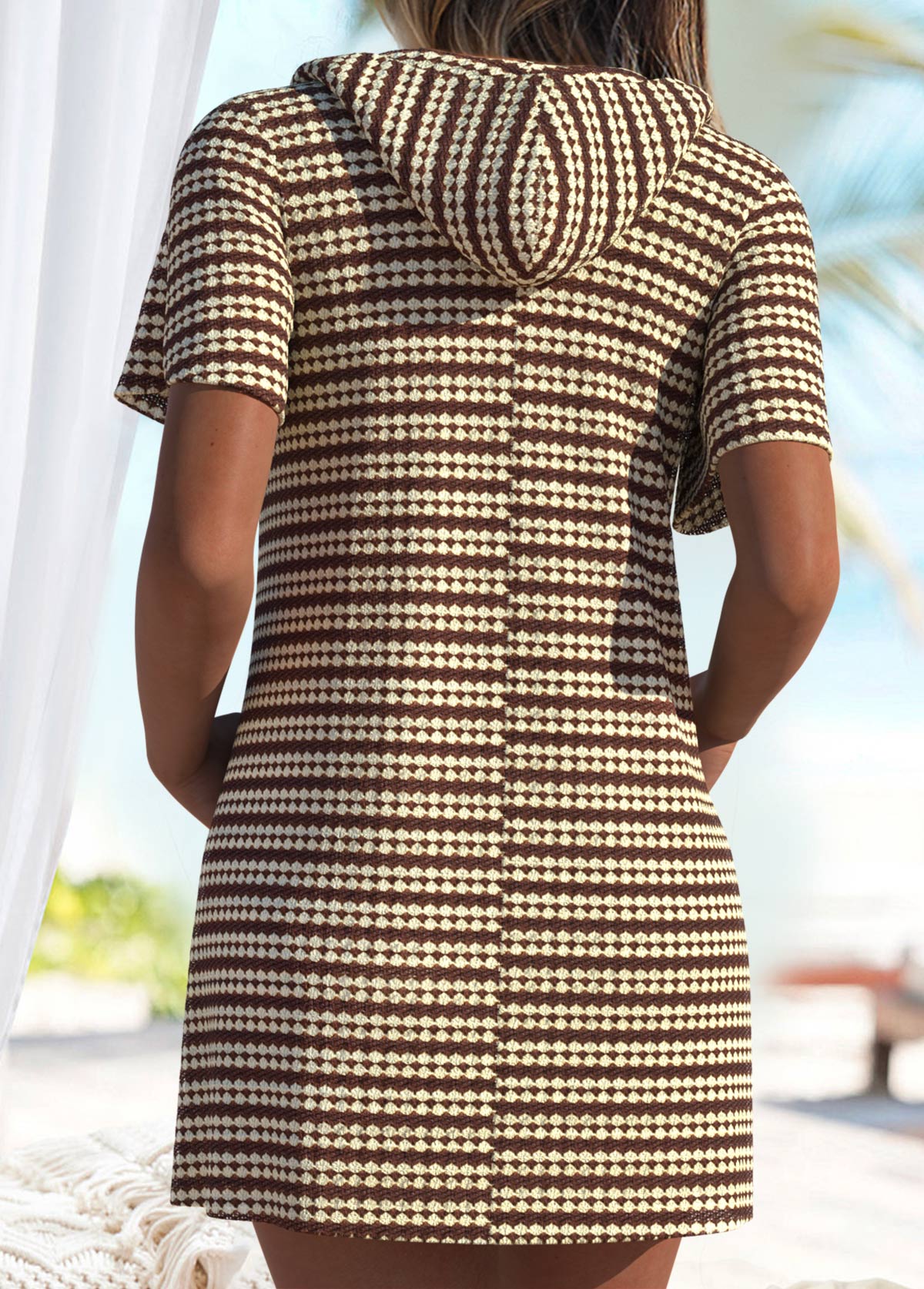 Tummy Coverage Striped Dark Coffee Cover Up | picture 