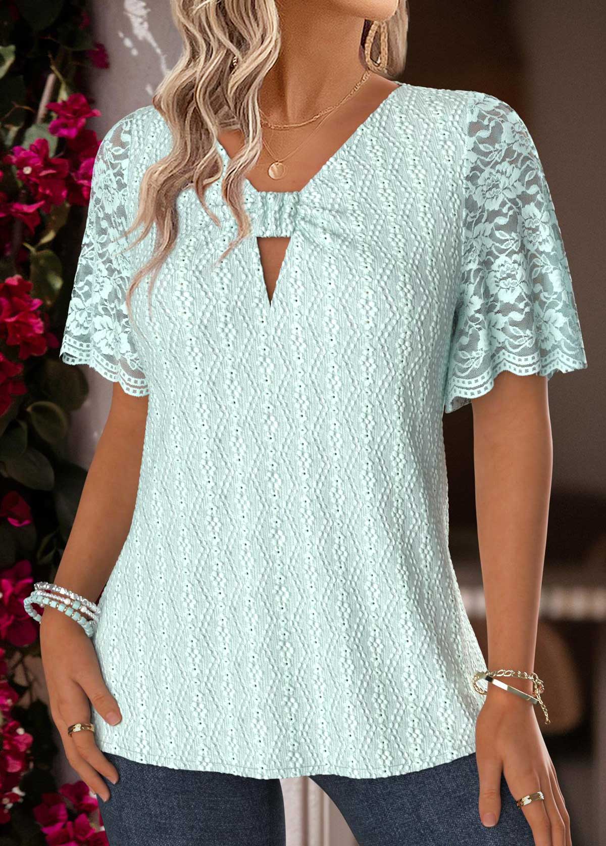 Mint Green Tummy Coverage Short Sleeve T Shirt | picture 