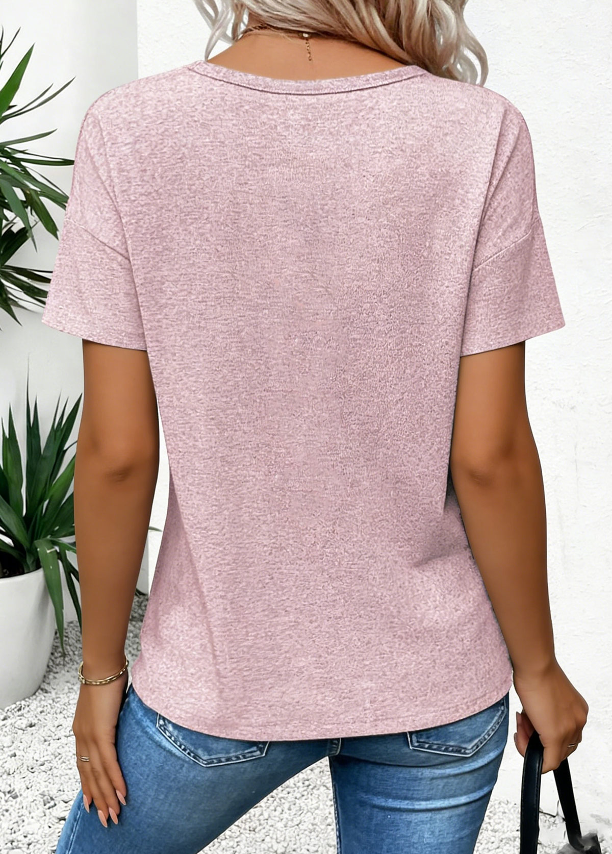 Pink Tummy Coverage Heart Print Short Sleeve T Shirt | picture 