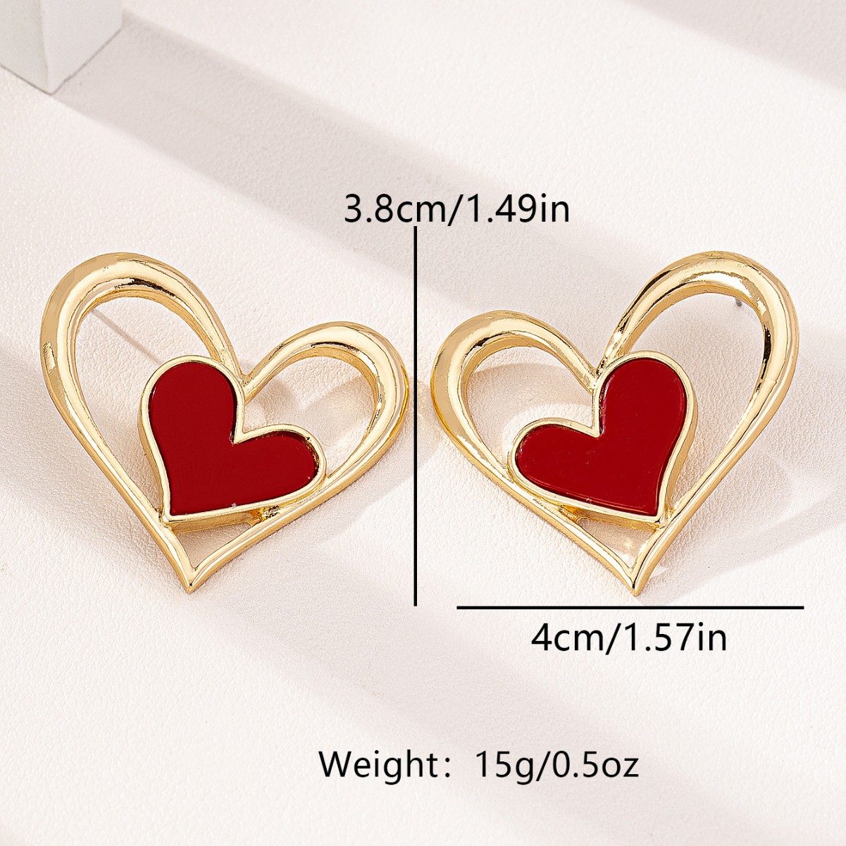 Red Heart Design Hollow Alloy Earrings | picture 