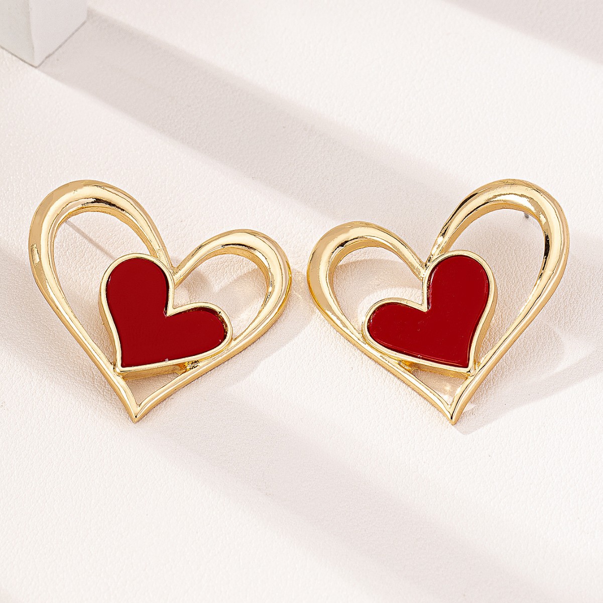 Red Heart Design Hollow Alloy Earrings | picture 