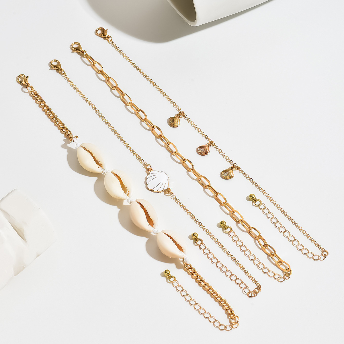 Golden Color Shell Alloy Detail Anklets | picture 