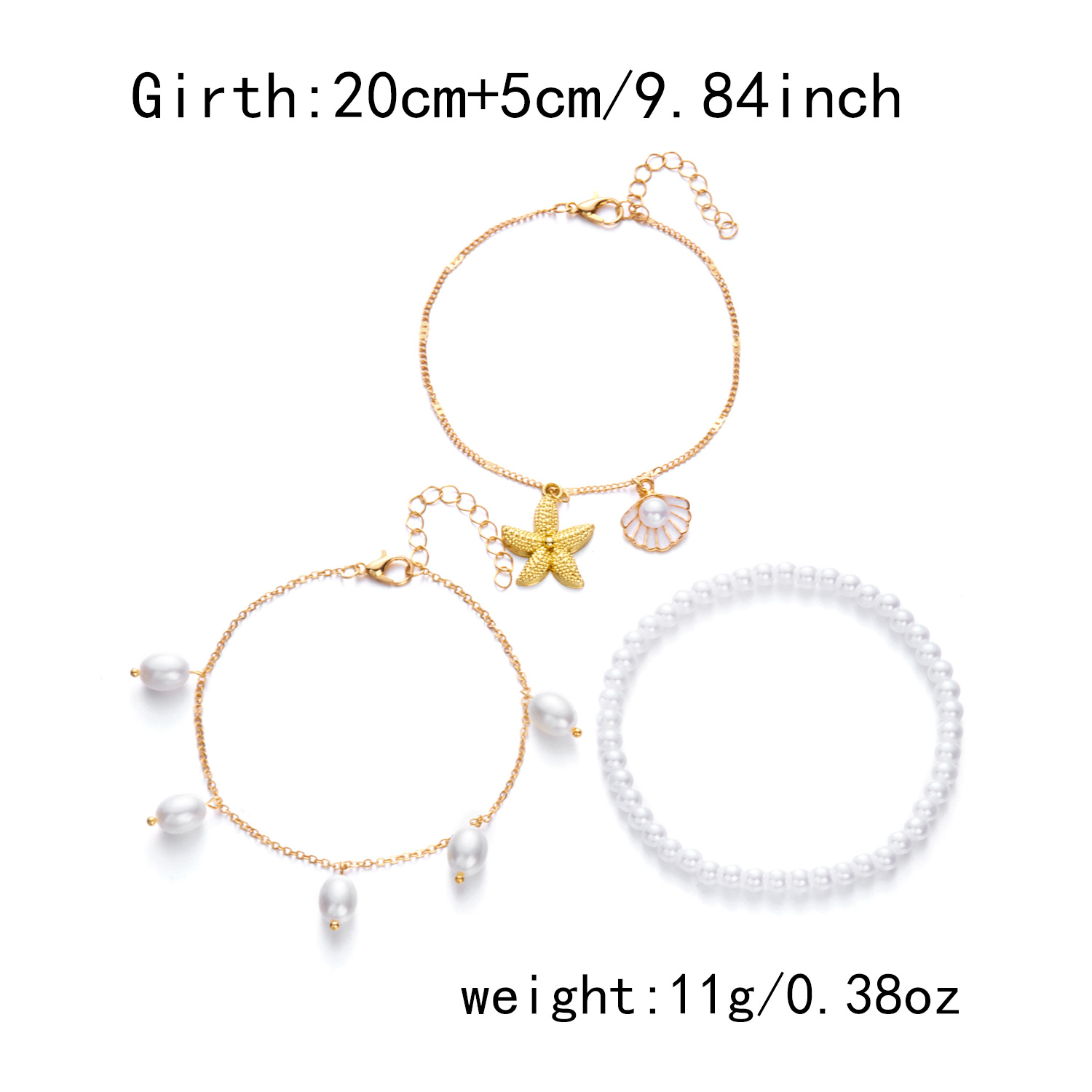 Golden Shell Starfish Alloy Anklet Set | picture 