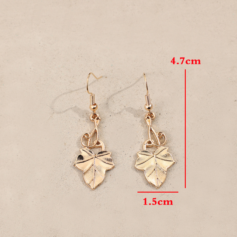 Golden Maple Leaf Design Alloy Earrings | picture 