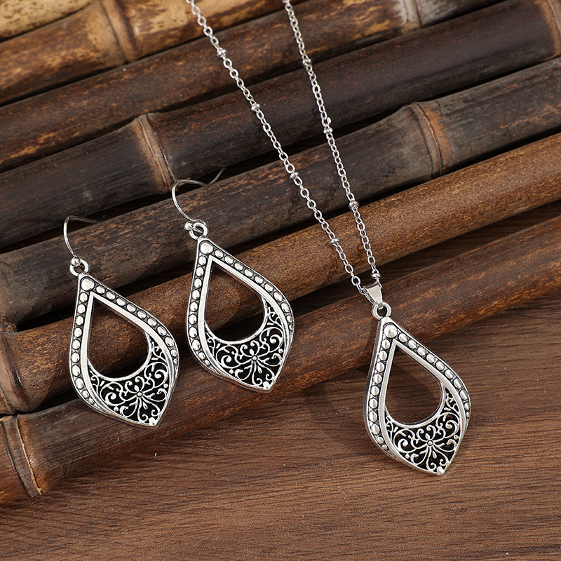 Silver Color Alloy Earrings and Necklace | picture 