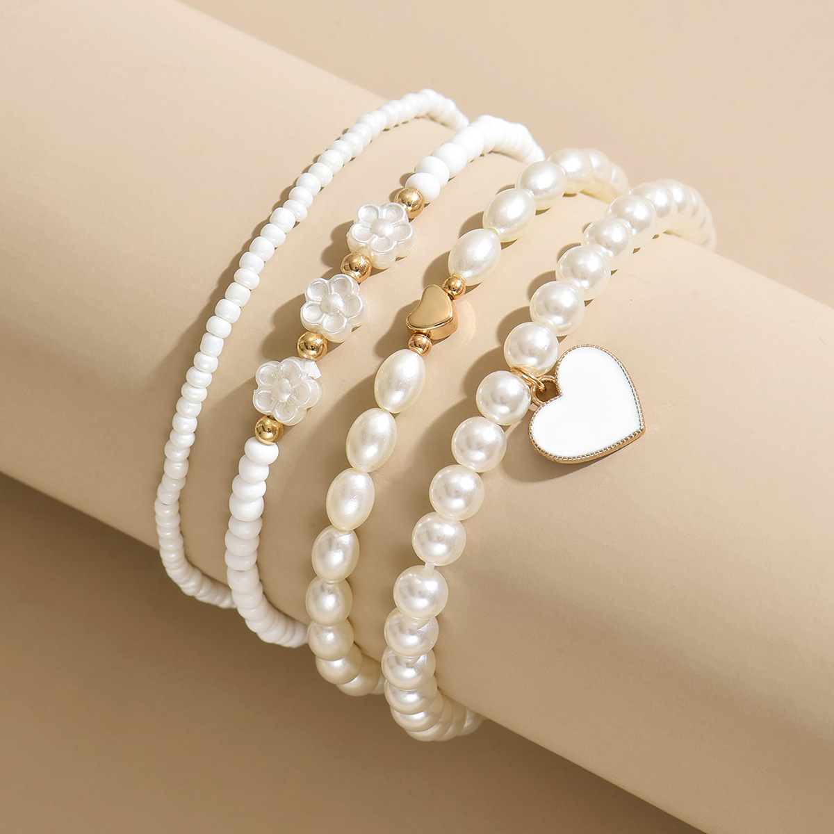 White Color Heart Polyresin Detail Anklets | picture 