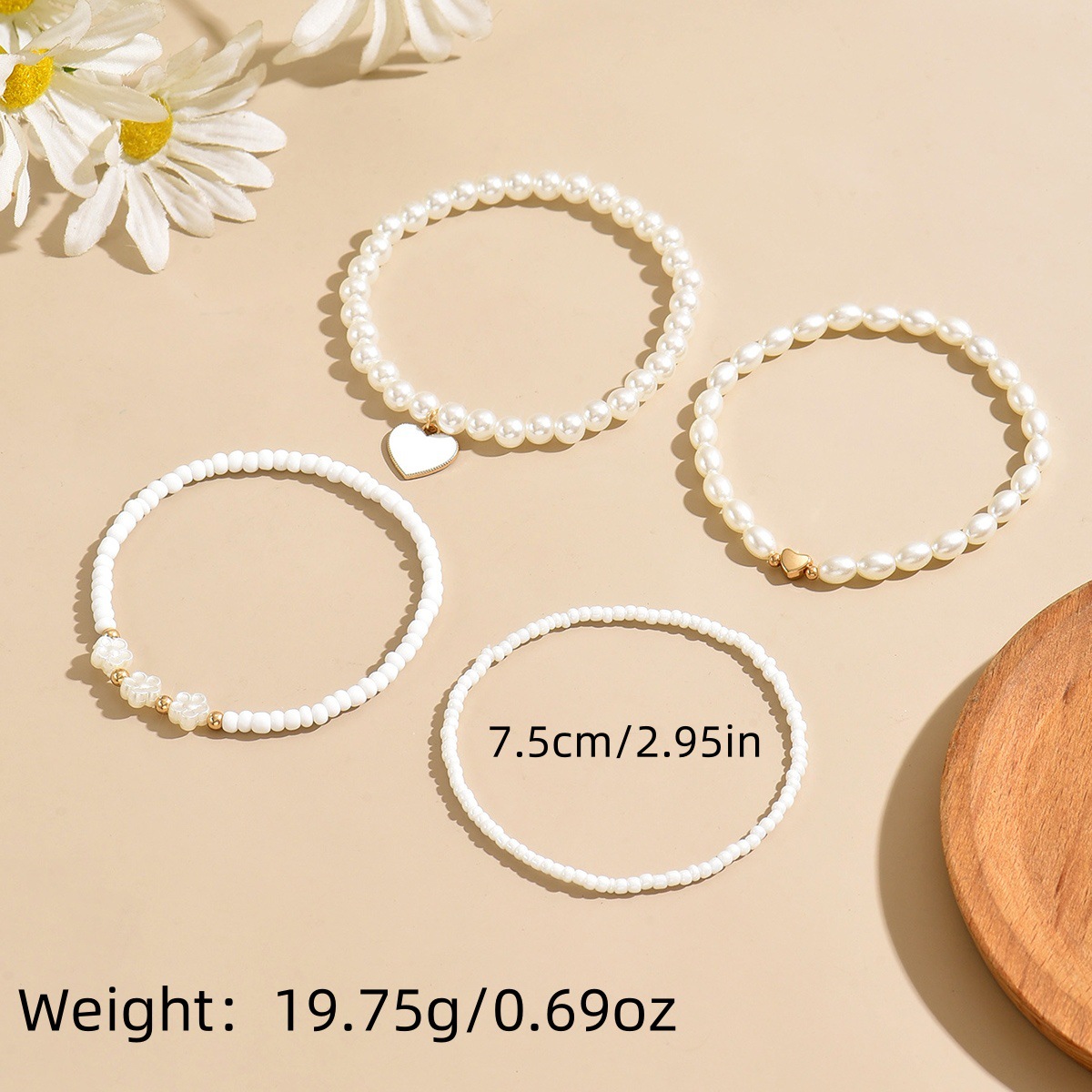 White Color Heart Polyresin Detail Anklets | picture 