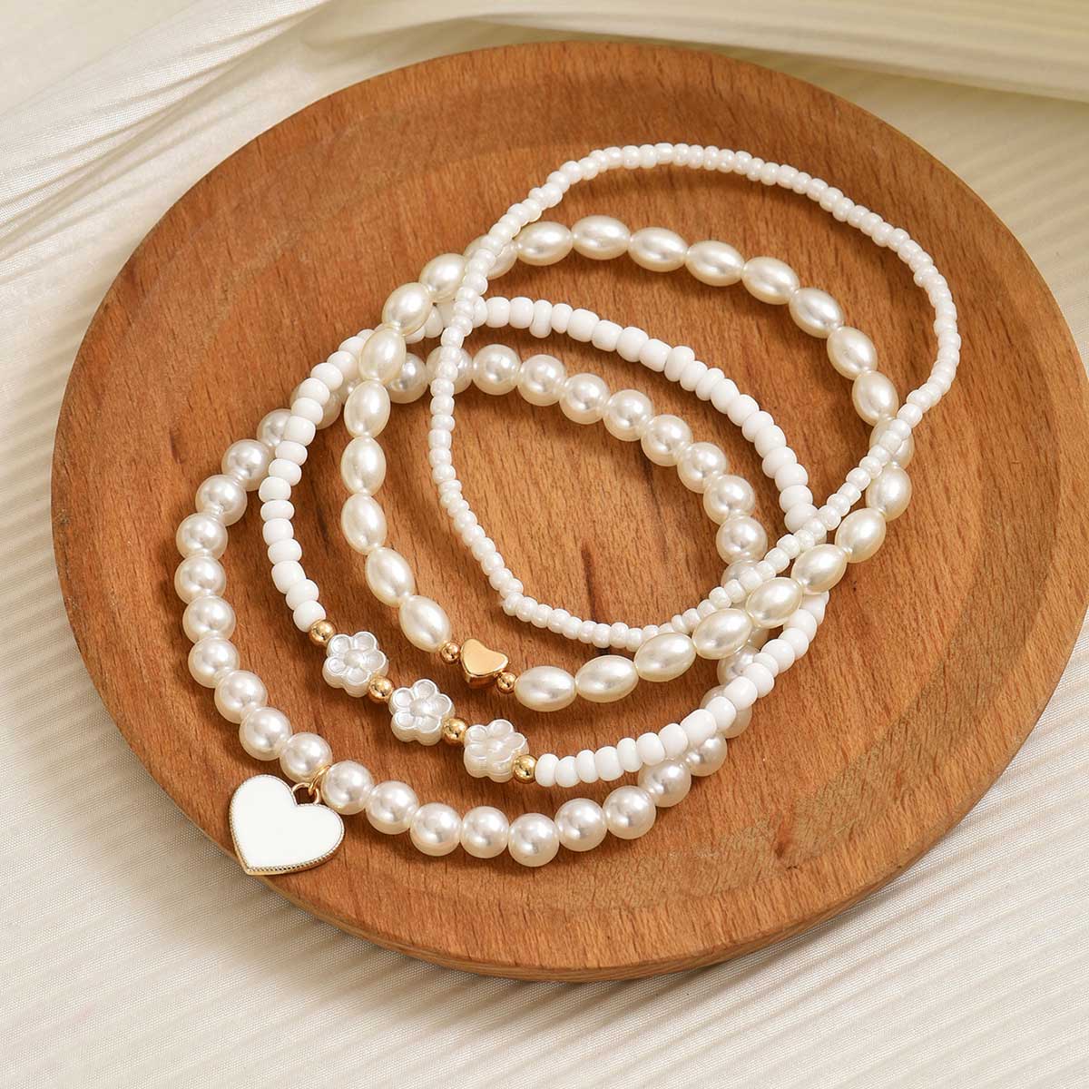 White Color Heart Polyresin Detail Anklets | picture 