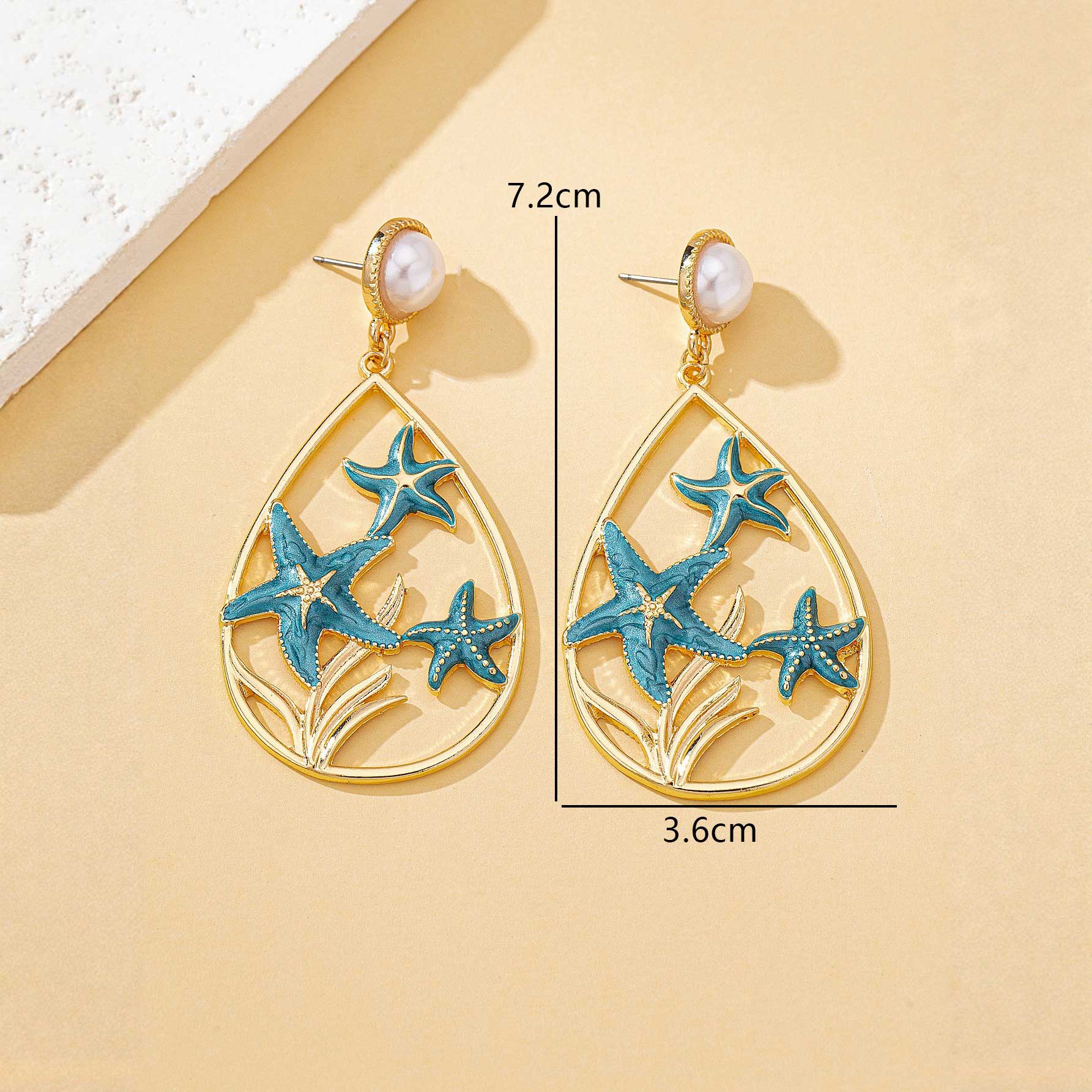 Blue Color Droplet Alloy Detail Earrings | picture 