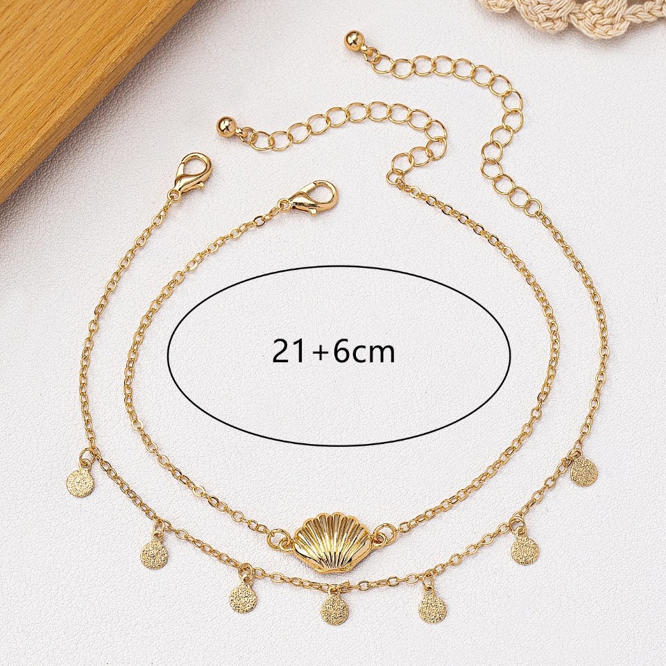 Golden Shell Design Alloy Anklet Set | picture 