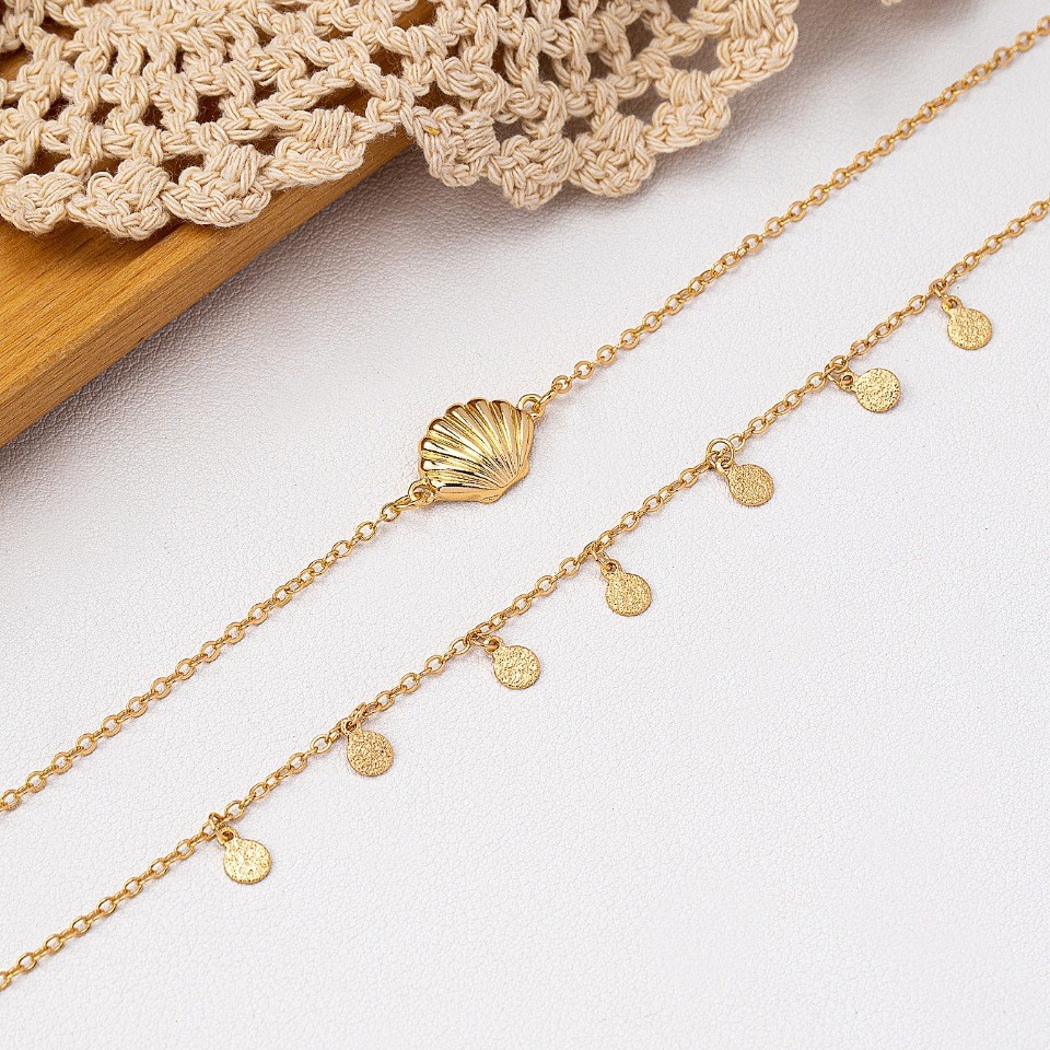 Golden Shell Design Alloy Anklet Set | picture 