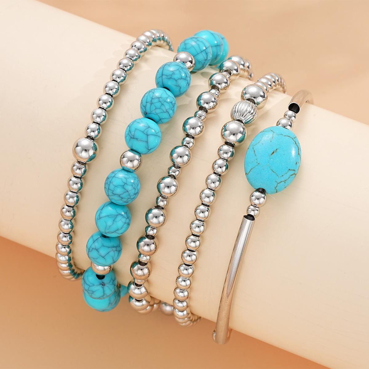 Mint Green Alloy Turquoise Beaded Bracelets | picture 