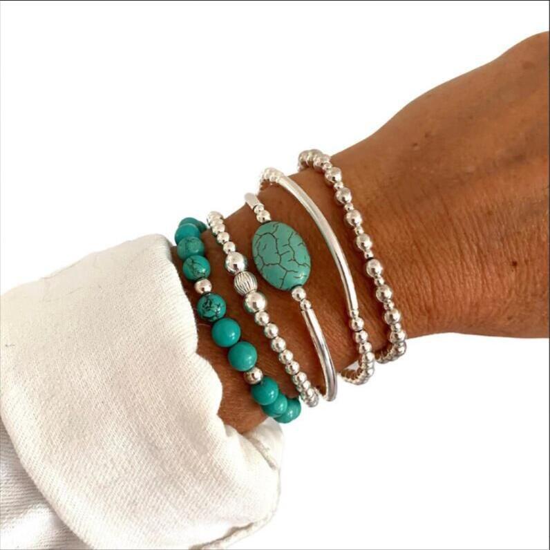 Mint Green Alloy Turquoise Beaded Bracelets | picture 