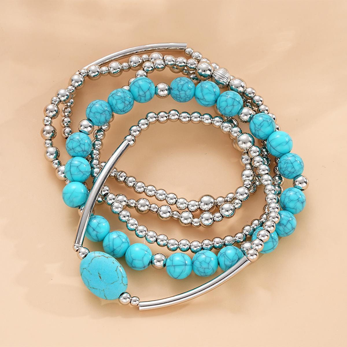 Mint Green Alloy Turquoise Beaded Bracelets | picture 