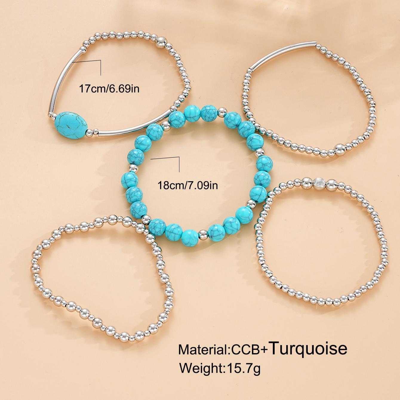 Mint Green Alloy Turquoise Beaded Bracelets | picture 