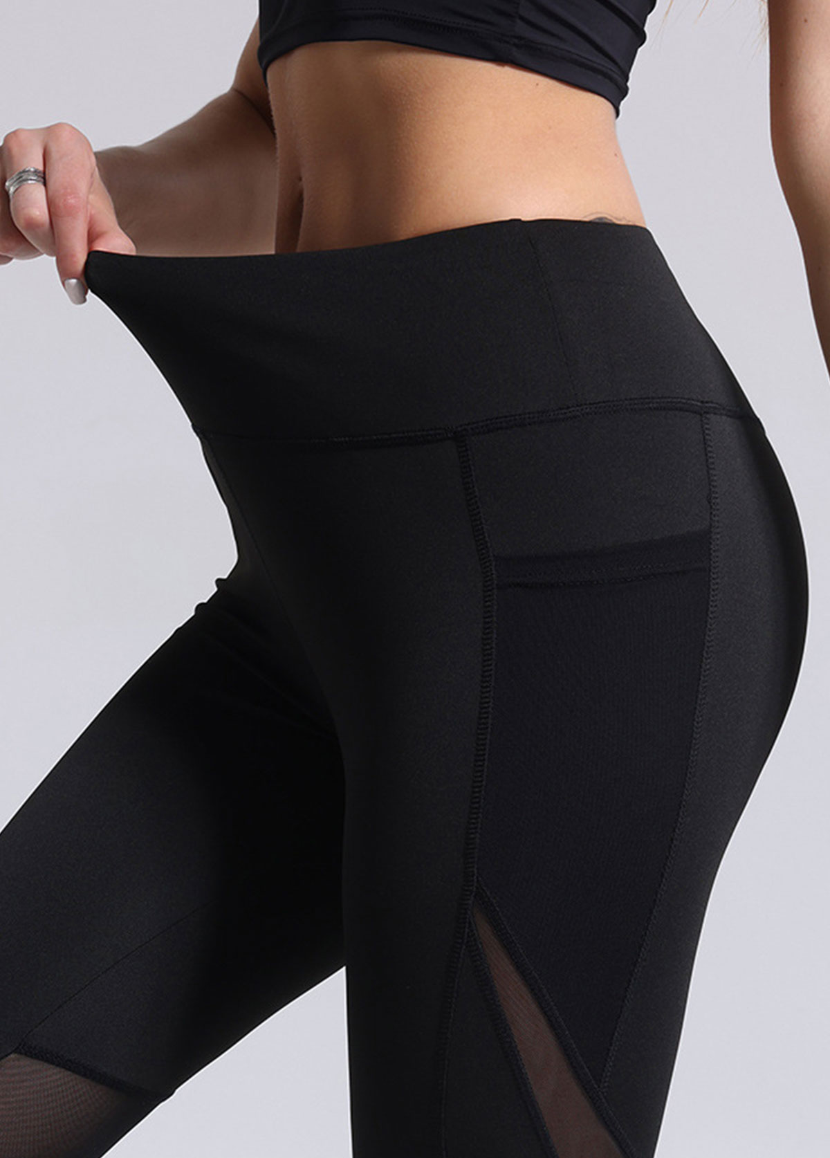 Black Skinny Elastic Waist High Waisted Leggings | picture 