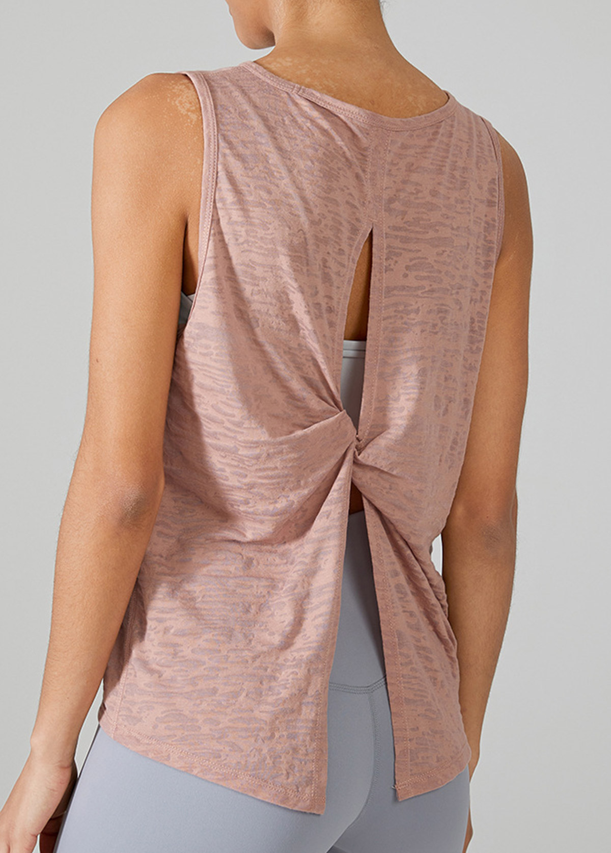 Pink Sleeveless Round Neck Sports Top | picture 