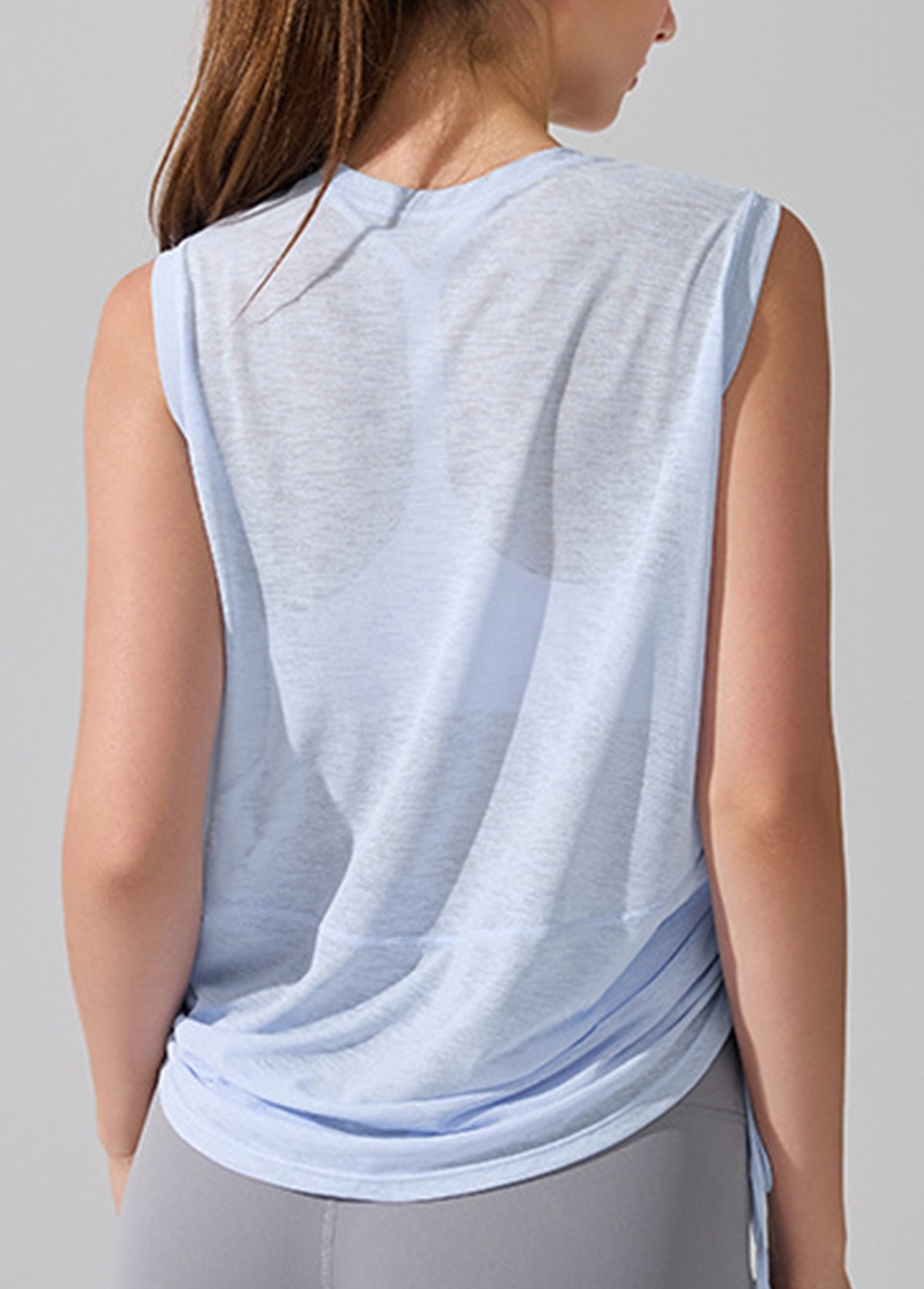 Light Blue Sleeveless Round Neck Sports Top | picture 