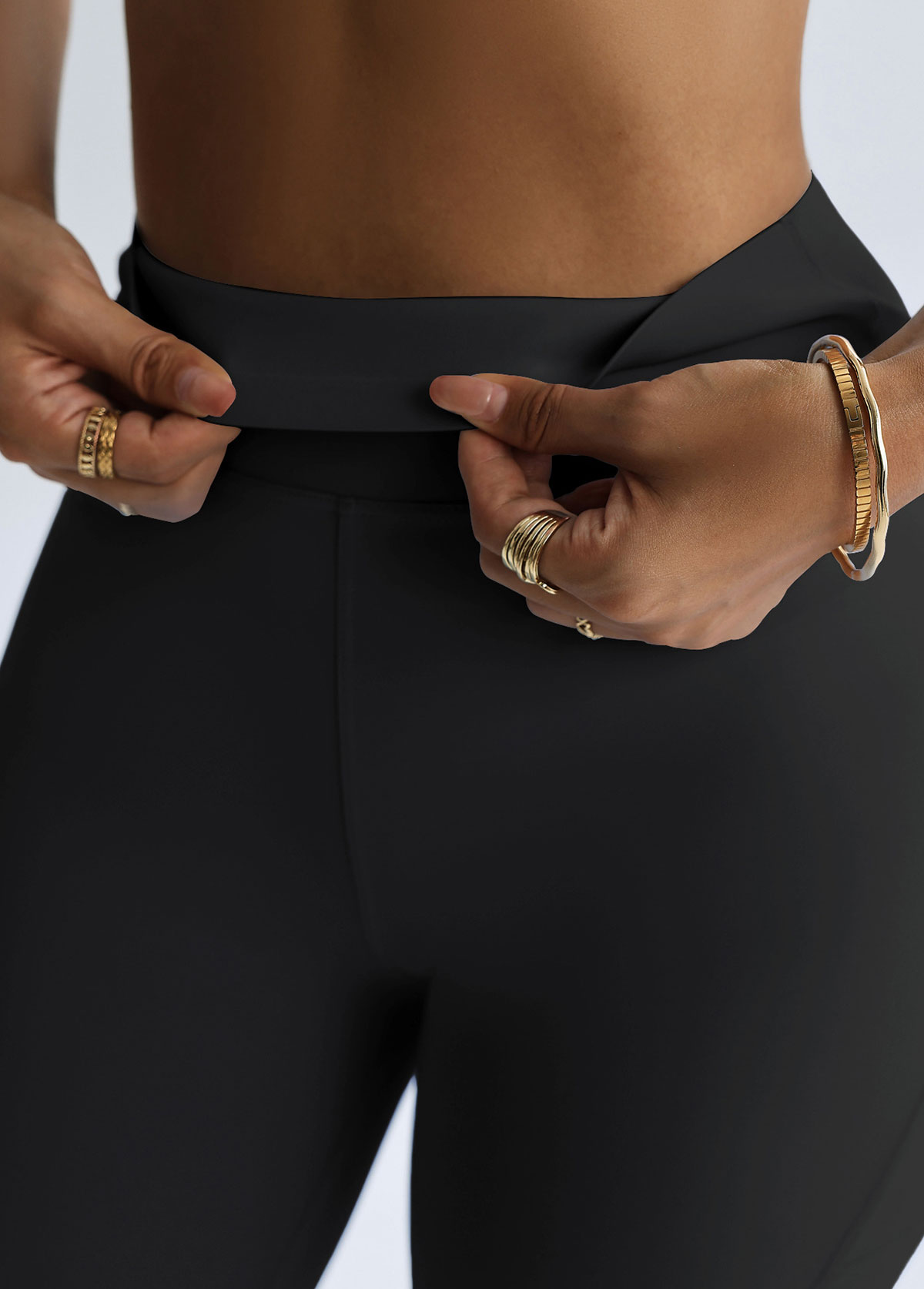 Black Skinny Elastic Waist High Waisted Leggings | picture 