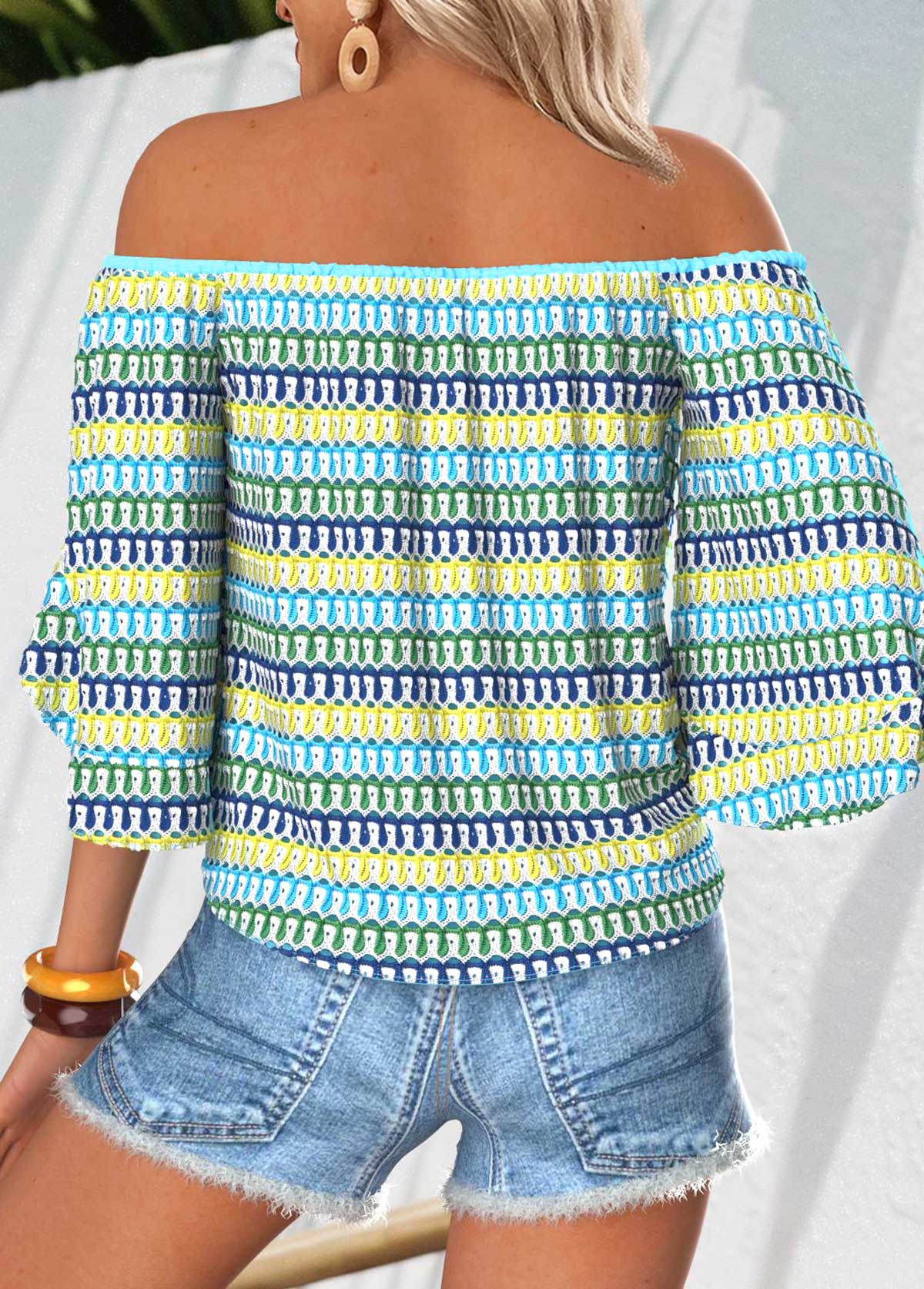 Cyan Tummy Coverage Half Sleeve Off Shoulder Blouse | picture 