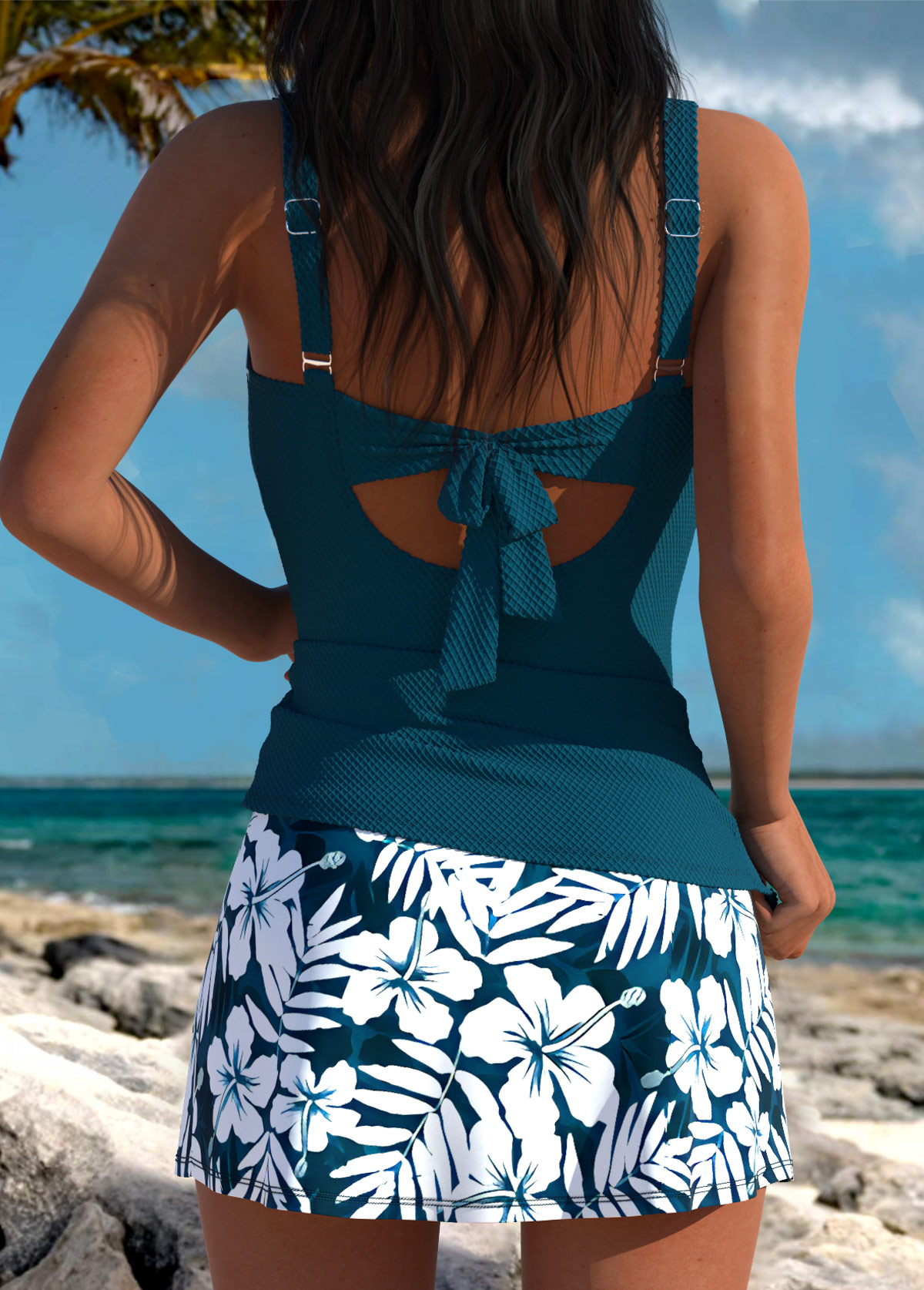 Thigh Slimmer Mid Waisted Floral Print Tankini Set | picture 