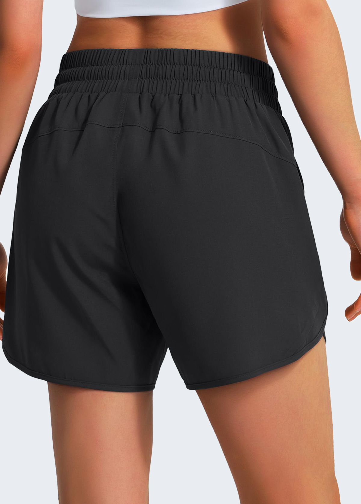 Black High Stretch Elastic Waist Sports Shorts | picture 