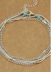 Silver Alloy Layered Design Chain Anklet | thumb picture 