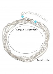Silver Alloy Layered Design Chain Anklet | thumb picture 