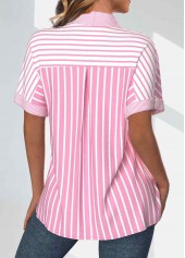 Pink Pocket Striped Short Sleeve Shirt | thumb picture 