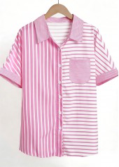Pink Pocket Striped Short Sleeve Shirt | thumb picture 