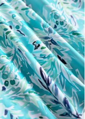 Surplice Mid Waisted Leaf Print Cyan Tankini Set | thumb picture 