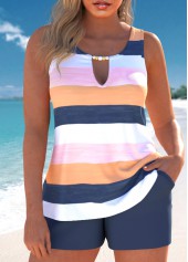 Cut Out Striped Multi Color Tankini Set