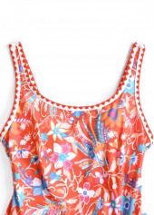 Tie Floral Print Coral One Piece Swimdress | thumb picture 