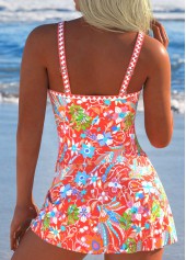Tie Floral Print Coral One Piece Swimdress | thumb picture 