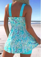 Plus Size Mid Waisted Surplice Cyan Tankini Set | thumb picture 